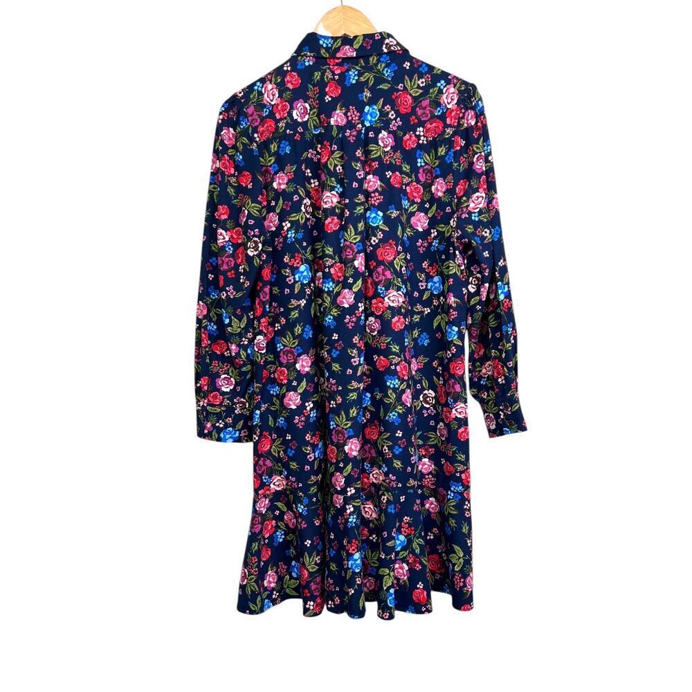 Duffield Lane Iris Shirt Dress Ruffle Hem in Navy Blue 100% Cotton Women's Large - Picture 9 of 16